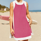 Femei Casual Color Block fără mâneci Topuri potrivite Shorts cu buzunare