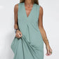 🔥👗Fără mâneci Deep V-neck vrac rochie lungă