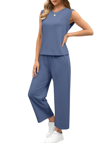 💕2025 Top casual + pantaloni cu picioare largi