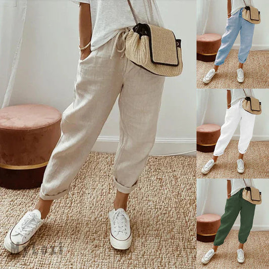 🥰Pantaloni casual din bumbac și in pentru femei🔥