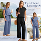 💕2025 Top casual + pantaloni cu picioare largi