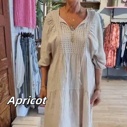 Rochie stratificată cu decolteu în V de culoare solidă