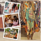 💗Rochie tipărită cu mânecă scurtă și decolteu V adânc pentru femei