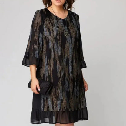 🌹Rochie elegantă cu gât rotund și mânecă șapte sferturi