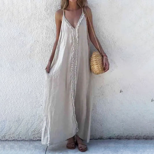 Femei V-neck Spaghetti Strap Maxi Dress