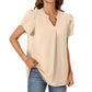 ✨👚🎀Femeii V-Neck culoare solidă cu mânecă scurtă Top🌸🥰💖