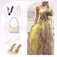 ✨【Slimming Wizard】Rochie Colorblock Mirage ✨ | Cusătura Diagonală Iluzie | Mâneci fluture care acoperă brațele | Fermoar la spate pentru potrivire perfectă