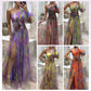 ✨【Slimming Wizard】Rochie Colorblock Mirage ✨ | Cusătura Diagonală Iluzie | Mâneci fluture care acoperă brațele | Fermoar la spate pentru potrivire perfectă