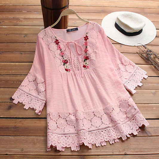 Femei de bumbac lenjerie de bumbac Loose brodate Top brodate