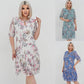 Rochie lungă elegantă cu mânecă scurtă plisată pentru femei