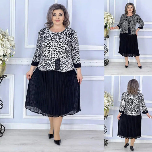 ✨Rochie cu gât rotund imprimat