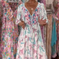 Rochie maxi la modă pentru femei cu curea și decolteu ascuțit