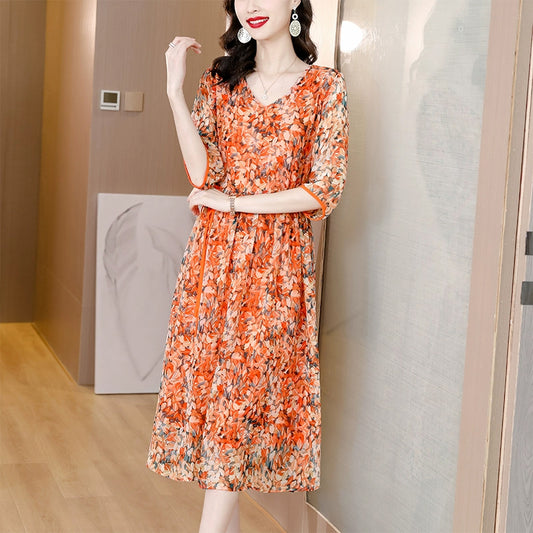 Rochie florală cu jumătate de mânecă