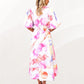 Rochie maxi cu mâneci bufante florale