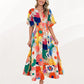 Rochie maxi cu mâneci bufante florale