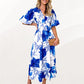 Rochie maxi cu mâneci bufante florale