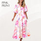 Rochie maxi cu mâneci bufante florale