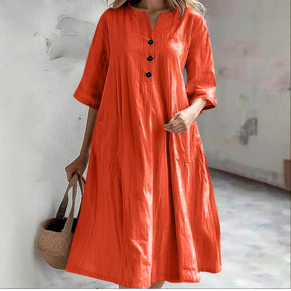 Rochie midi supradimensionată pentru femei cu buzunare A-line