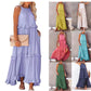 Rochie de vară fără mâneci, fără bretele, pentru femei, cu volane pe spate