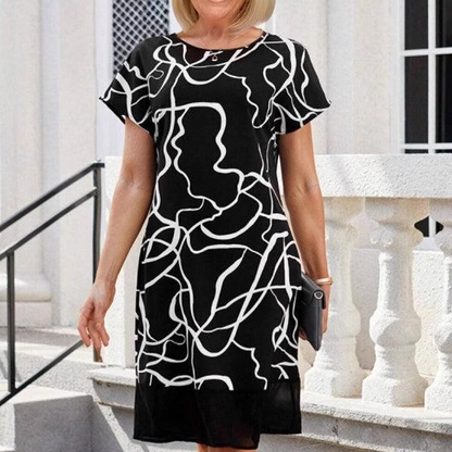 💖Rochie cu mânecă scurtă și gât rotund
