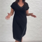 Rochie elegantă cu decolteu în V, mâneci scurte și design patchwork