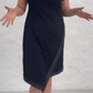 Rochie elegantă cu decolteu în V, mâneci scurte și design patchwork