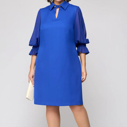 👗 Rochie elegantă de culoare solidă cu rever decupat