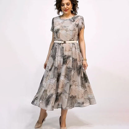 👗 Rochie lungă scurtă elegantă cu gât rotund