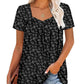 🔥Vânzare fierbinte de vară 49% OFF🌸Femei de vară plisat imprimate mâneci scurte👚