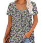 🔥Vânzare fierbinte de vară 49% OFF🌸Femei de vară plisat imprimate mâneci scurte👚