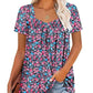 🔥Vânzare fierbinte de vară 49% OFF🌸Femei de vară plisat imprimate mâneci scurte👚
