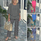 🌸Femeii Casual gât rotund jumătate maneca Top imprimate pantaloni Set