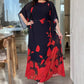 👗 Rochie Flutter cu Gât Rotund & Centură 🌸 | Imprimat Floral | Siluetă Reglabilă