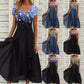 Rochie de patchwork imprimată cu decolteu în V, de vară, pentru femei