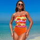 Femei Off Shoulder High-Waisted 2 Pieces Bikini Suit