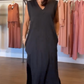 Femei V-Neck fără mâneci Split Maxi rochie