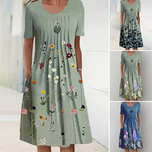【S-3XL】👗Rochie florală cu gât rotund
