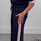 ✨Set cu tricou cu mânecă scurtă și pantaloni de jogging cu picior larg, cu dungi laterale