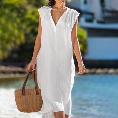 Rochie elegantă fără mâneci cu gât în V pentru femei