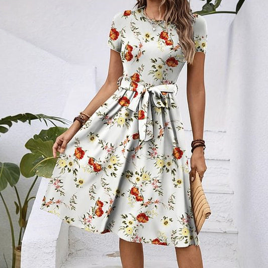 Rochie elegantă imprimată cu gât în V pentru femei