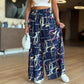 【S-4XL】🌺Pantaloni tipăriți casual cu picior lat pentru femei