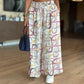 【S-4XL】🌺Pantaloni tipăriți casual cu picior lat pentru femei