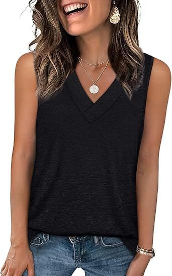 ✨Femeie fără mâneci V-Neck Slimming Loose Fit Casual Tank Top