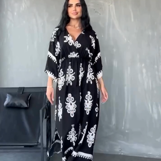 Rochii elegante imprimate cu gât în V pentru femei