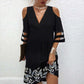 Femei moda imprimare V-Neck rochie