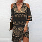 Femei moda imprimare V-Neck rochie