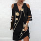 Femei moda imprimare V-Neck rochie