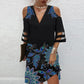 Femei moda imprimare V-Neck rochie