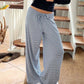 Pantaloni cu dungi largi și casual cu talie joasă