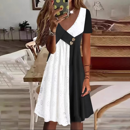 Rochii elegante Patchwork cu decolteu în V pentru femei